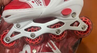 детские защитные шорты для роликов: Qırmızı-ağ inline konkiseti (Power markalı) - Təkər sistemi: 4 — 2