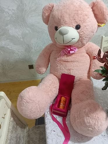 Böyük plyuş ayı və hədiyyə qutusunda ətir dəsti - Rəng: açıq çəhrayı — 1