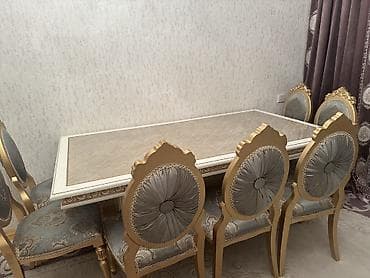 daş soba: Qonaq otağı üçün, Yeni, Açılan, Dördbucaq masa, 8 stul — 3