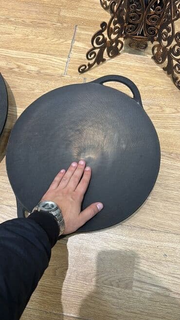 набор казанов викалина: Döküm poladdan geniş səthli “sac”/qazanucu – açıq havada və mətbəxdə — 5