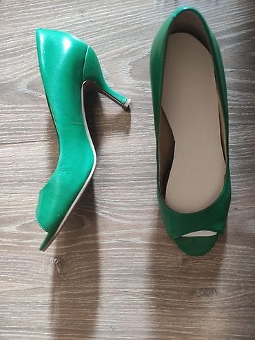 Туфли: Туфли, Nine West, Размер: 37.5, цвет - Зеленый, Б/у — 2
