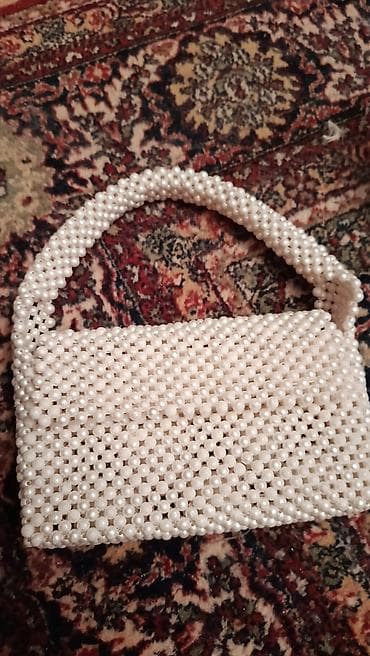 Сумки: Mirvari fakturalı əl işi çanta - Material: Süni mirvari boncuklardan — 8