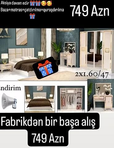 İkinəfərlik çarpayı, 2 tumba, Dolab, Komod, Türkiyə, Yeni lalafo.az -da İkinəfərlik çarpayı, 2 tumba, Dolab, Komod, Türkiyə, Yeni