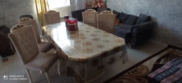 həyət stol stulları: Qonaq otağı üçün, İşlənmiş, Açılmayan, Dördbucaq masa, 6 stul — 2