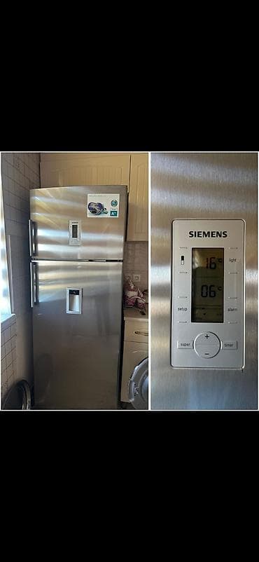 ikinci el soyuducular: 2 qapılı Siemens Soyuducu Satılır, rəng - Gümüşü, Dispenserli — 1