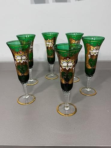 denge qabı: Qədəhlər, rəng - Yaşıl, Xrustal, 6 ədədli dəst — 1