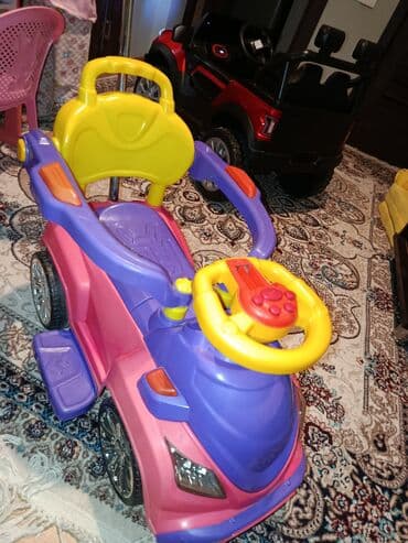 usag masin: Uşaq üçün itələmə maşını - Rənglər: çəhrayı-bənövşəyi-sarı — 1