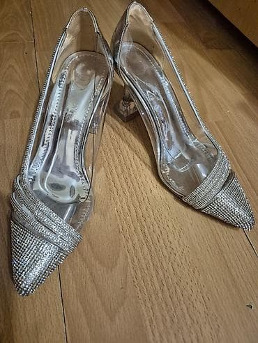 Личные вещи: Şəffaf və gümüşü rəng çalarlarında qadın stilettosu - Material — 2
