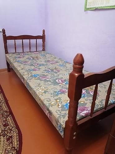tek krafat: Taxta tək nəfərlik çarpayı - Material: möhkəm ağac karkas, klassik — 2