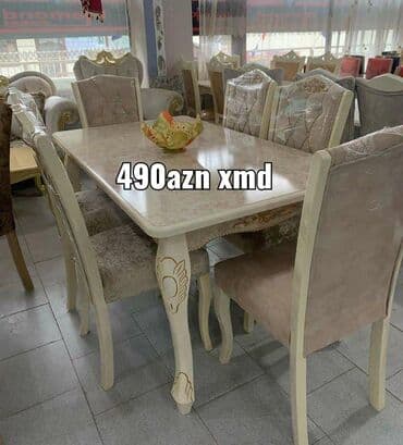 mdf qiymeti: Qonaq otağı üçün, Yeni, Açılmayan, Dördbucaq masa, 6 stul — 2