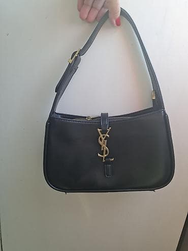 ysl canta: Qara çiyin çantası – YSL loqolu - Rəng: klassik qara - Material — 1