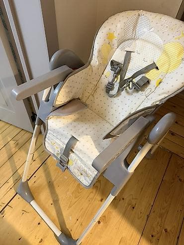 uşaq stol: Uşaq yemək stulu - Rəng: krem/açıq boz, sarı və boz naxışlı (uşaq — 3