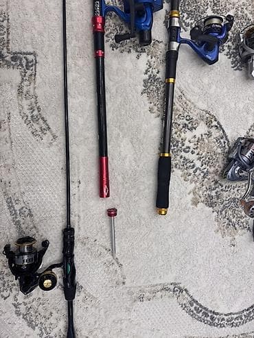 Velosiped ehtiyyat hissələri: Balıqçılıq üçün tam dəst - 2 ədəd fırlanan çarx (spinning reel): • — 6