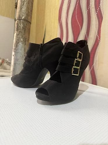 cekme: Qadın yüksək daban ayaqqabısı - Rəng: qara - Model: açıq burunlu — 2