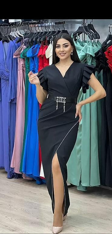 1dəfə geynilib satılır Qara ziyafət/libas - Model: midi-uzunluqda