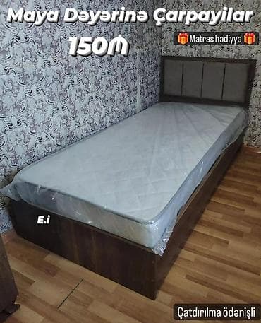 Maya dəyərinə çarpayı – 150₼ - Tək nəfərlik taxta korpus, müasir