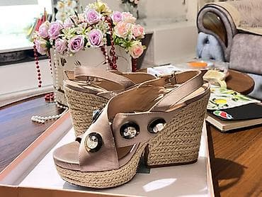 босоножки на платформе новые: Bej rəngli platforma sandal - Model: Qalın hündur platformalı — 2