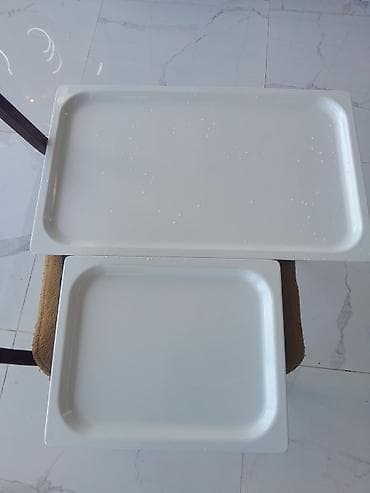 qelyan şuşesi: Ağ rəngli düzbucaqlı servis qabları (2 ədəd dəst) - Material: möhkəm — 1
