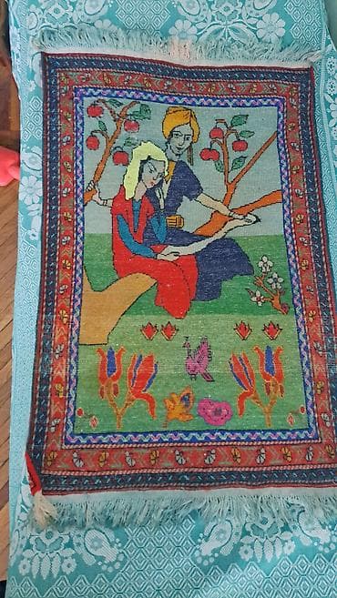 toxuma ipler: Əl toxuması dekorativ xalça – miniatür süjetli - Ölçü təxmini — 3