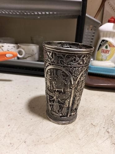 karaca qab: Qədəhlər, rəng - Gümüşü, Metal, 1 əd — 2