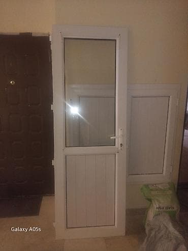 islenmis qapi satiram: PVC şüşəli qapı dəsti - Material: ağ rəngli PVC profil - — 1