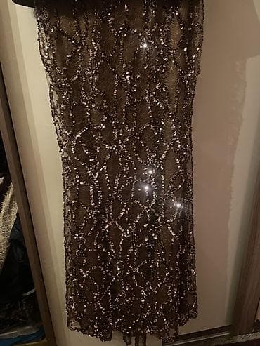koja donlar: Qəhvəyi rəngdə ziyafət geyimi - Model: Peplum üstlü, ətəyi payetlərlə — 3