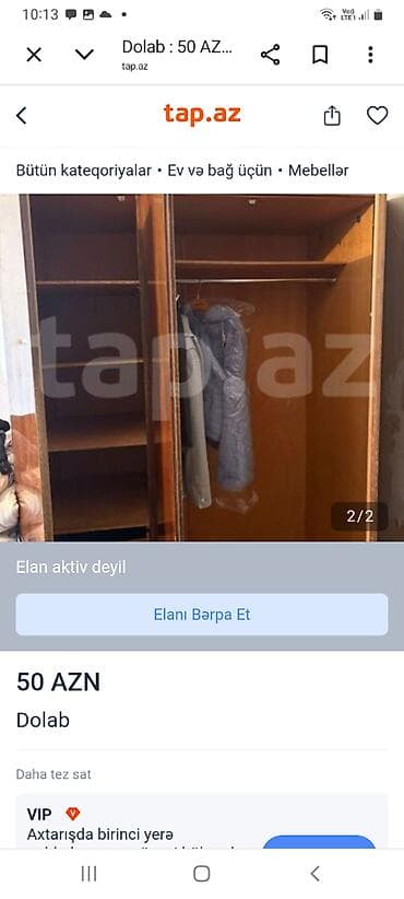 3 qapılı, Qəhvəyi, Taxta, Açılan, Düz dolab — 1