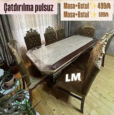 perla genc odasi: Qonaq otağı üçün, Yeni, Açılmayan, Dördbucaq masa, 6 stul — 1