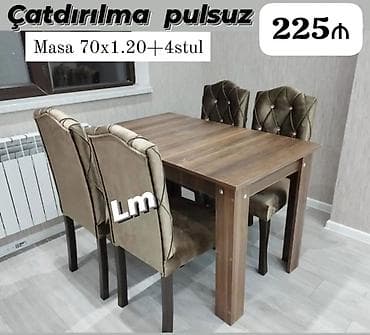 stol stul dəsdi: Mətbəx/Qonaq otağı üçün masa və 4 stul dəsti - Dəst: 1 masa + 4 stul — 1