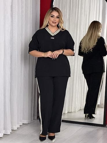 dəst geyimler: Qadın dəsti – rahat gündəlik/trend - İki hissəli komplekt: oversize — 1