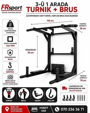💥 turnik, brus, paralel ✅ 7/24 əlaqə saxlaya bilərsiz. ✅ ŞƏXSİYYƏT