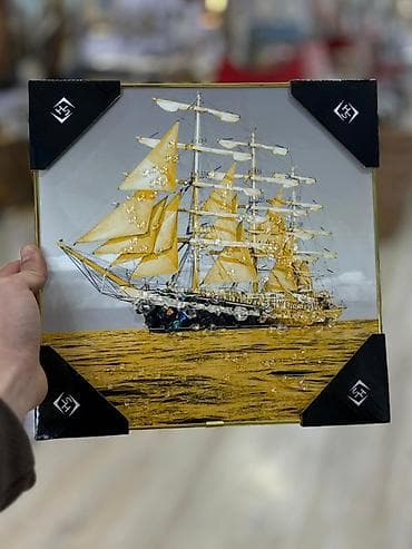 sırğa şəkilləri: Şüşə üzərində 3D dekorlu tablo seti Divar tablosu Ölçü : 27x27 — 2