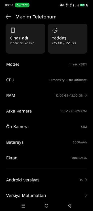 iphone 17 qiymet: Infinix GT 20 Pro, 256 GB, rəng - Göy, Sensor — 2
