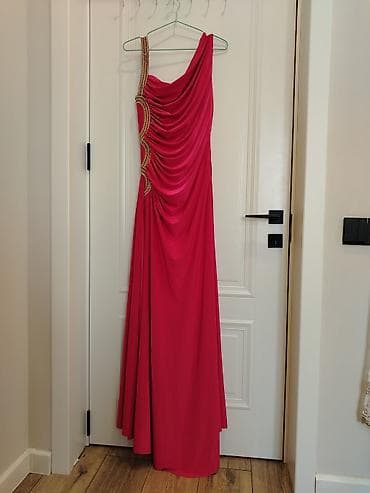 Qırmızı/çəhrayı tonlarında uzun ziyafət donu, dar bədən, Ölçü 44 -