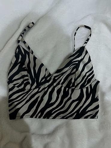 dian: Zebra naxışlı qadın crop top - Model: tənzimlənən nazik askılı — 2