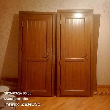 Taxta interyer qapıları – 2 ədəd - Material: təbii ağac teksturalı