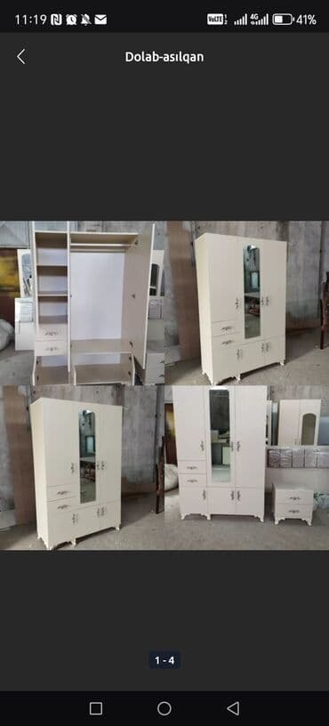 asilqan dolab: Açılan, 3 qapılı Düz dolab, Qarderob, paltar dolabı — 7