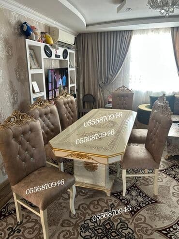 yumşaq oturacaqlar: Qonaq otağı üçün, Yeni, Açılmayan, Dördbucaq masa, 8 stul — 6