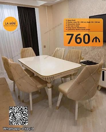 Açılan, Dördbucaq masa, 6 stul