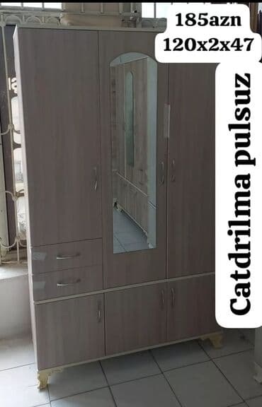 Dolablar: Yeni, Açılan, 3 qapılı Düz dolab, Qarderob, paltar dolabı, Azərbaycan — 4