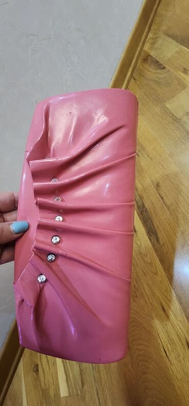 qadin canta: Qadınlar üçün şıq əl çantası (clutch) - Rəng: açıq çəhrayı, parlaq — 2