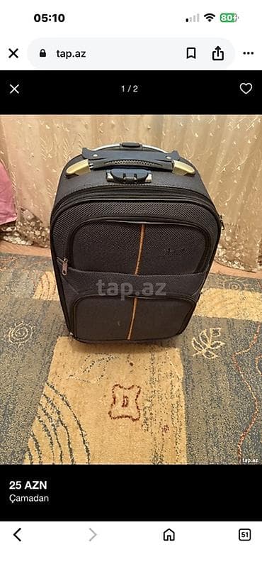 Çamadanlar: Çamadan – əl yükü ölçüsündə, təkərli və çəkilə bilən tutacaqlı - — 1