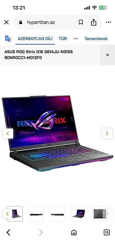 ailenet elaqe: Model ROG Strix G16 G614JU-N3156 Tip Noutbuk Təyinat Gaming Proqram — 2
