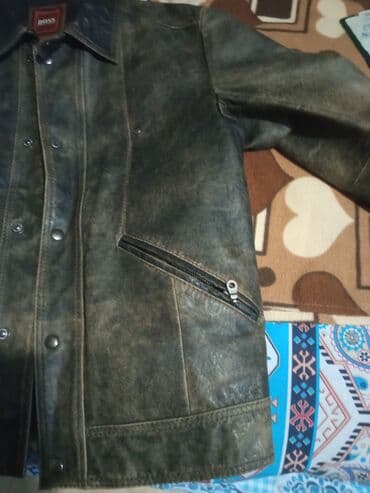 Plaşlar: HUGO BOSS kişi dəri gödəkcə - Material: qalın, təbii dəri — 18