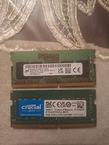 nexus notebook: Operativ yaddaş (RAM) Crucial, 8 GB, 3200 Mhz, DDR4, Noutbuk üçün, İşlənmiş — 2