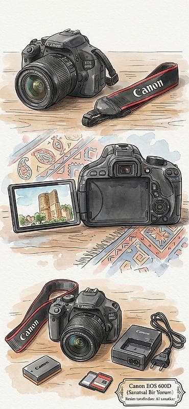 Canon EOS 600D + 18-55mm IS II Kit – İdeal Vəziyyətdə! Açıqlama: Həm