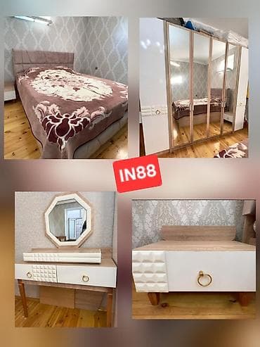 Ev üçün mebel: Yataq otağı dəsti satılır. Tərkibi: - Bazalı iki nəfərlik çarpayı – — 1