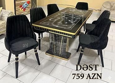 Yeni, Açılmayan, Dördbucaq masa, 6 stul