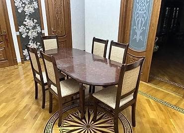 Qonaq otağı üçün, İşlənmiş, Açılan, Oval masa, 6 stul — 2