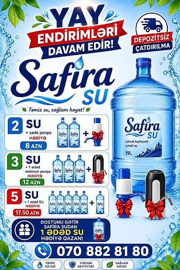 💧 Safira Su 19 LT içməli su – 3.50 qəpik ✅ Təmiz və keyfiyyətli lalafo.az -da 💧 Safira Su 19 LT içməli su – 3.50 qəpik ✅ Təmiz və keyfiyyətli